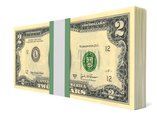 Pack of banknotes. Two dollars. — Stock Photo, Image