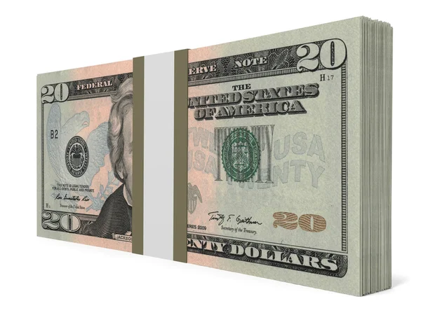 Pack of banknotes. Twenty dollars. — Stock Photo, Image