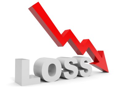 Graph down loss arrow. clipart