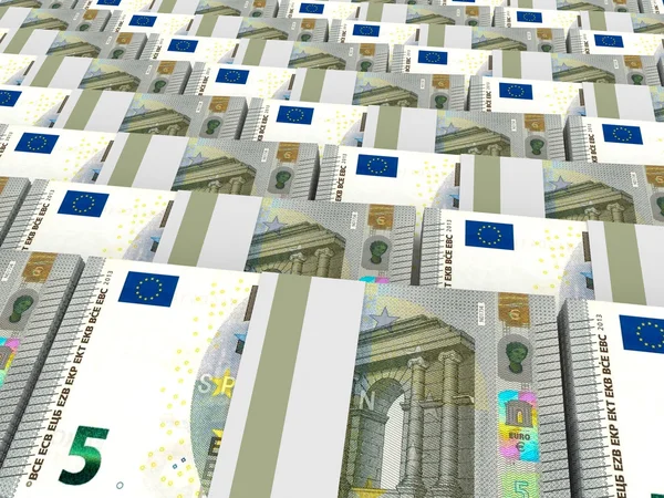 Una pila di soldi. Cinque euro. . — Foto Stock