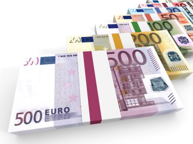 Farklı Euro banka notları.
