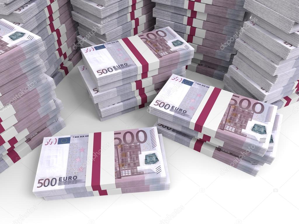 Five hundred euro banknotes background.