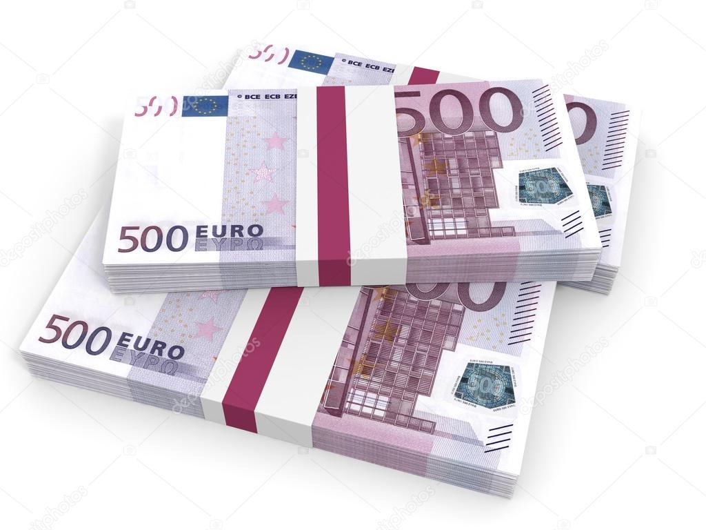Five hundred euro banknotes background.