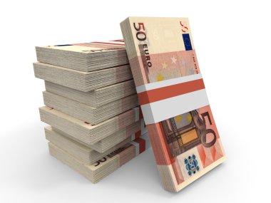 Fifty euro banknotes background.