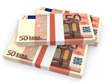 Fifty euro banknotes background.