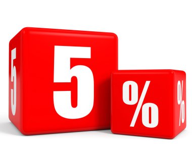 Kırmızı satış küp. %5 indirim.