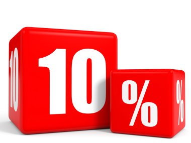 Kırmızı satış küp. Yüzde on indirim.