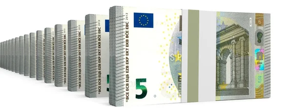 Stacks of money. Five euros. — Stock Photo, Image