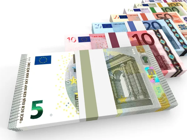 Banconote in euro diverse . — Foto Stock