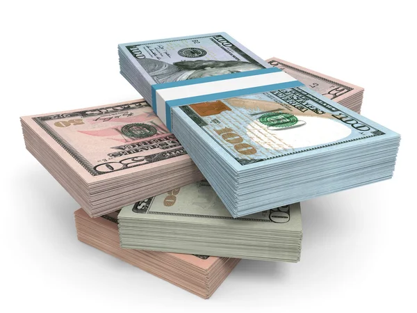 Peníze zásobníku. Různé dolar bankovek. — Stock fotografie