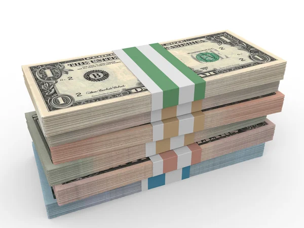Peníze zásobníku. Různé dolar bankovek. — Stock fotografie