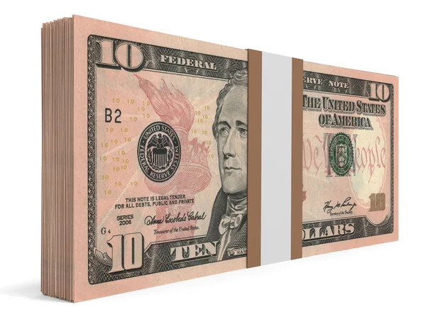 Pack of banknotes. Ten dollars. — Stock Photo, Image