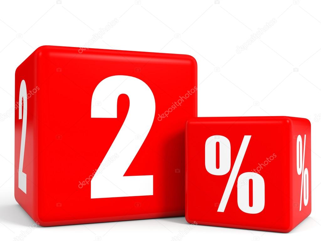 Red sale cubes. Two percent discount.