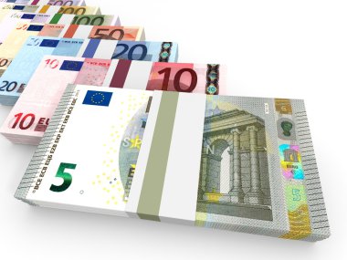 Farklı Euro banka notları.