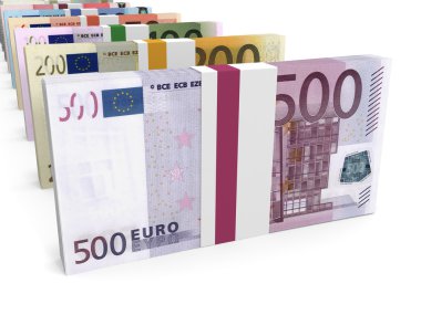 Farklı Euro banka notları.