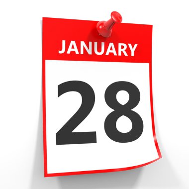 28 Ocak takvim sayfası kırmızı iğne ile.