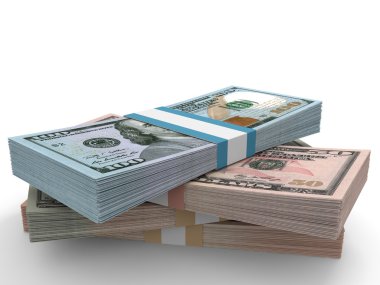 Para yığını. Farklı Doları banka notları.