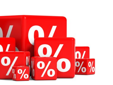 İndirim. Kırmızı küpler.