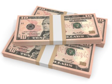 On dolarlık banknotların arka plan.