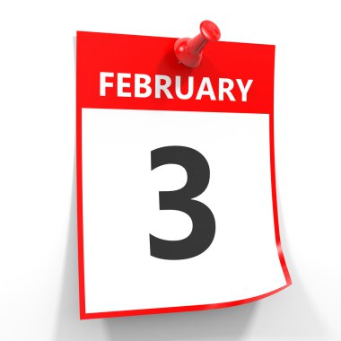 3 Şubat takvim sayfası kırmızı iğne ile.