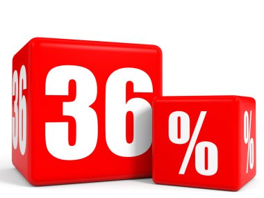 Kırmızı satış küp. Otuz altı yüzde indirim.