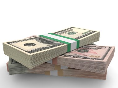 Para yığını. Farklı Doları banka notları.
