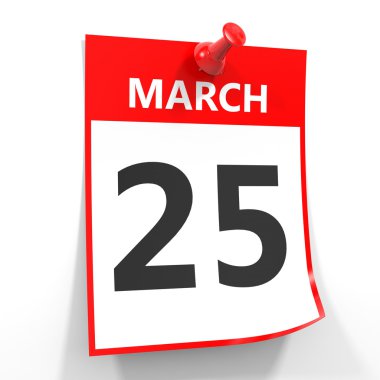 takvim sayfası kırmızı iğne ile 25 Mart.