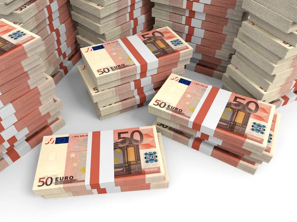 Cinquante billets en euros fond . — Photo