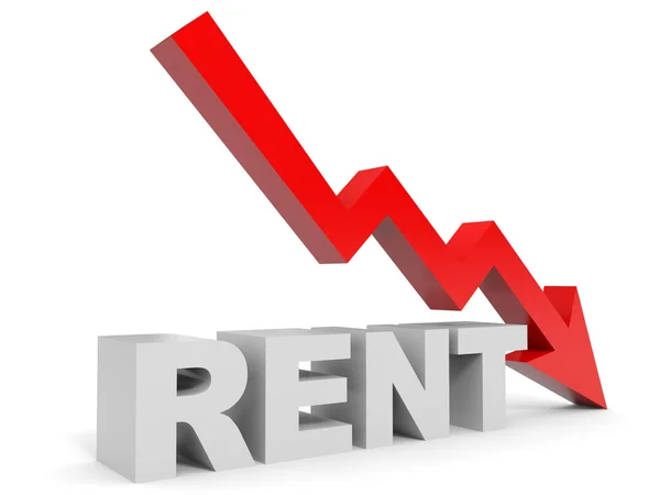 Graph down rent arrow. — Stock Photo, Image