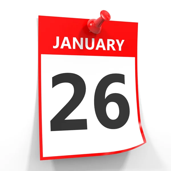 26 januari kalender blad met rode pin. — Stockfoto