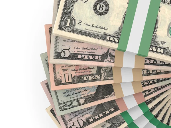 Money stack. Different dollar bank notes. — Stock Photo, Image