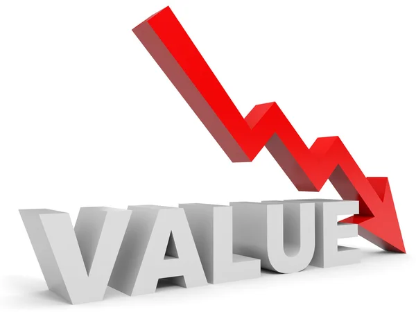 Graph down value arrow. — Stock Photo, Image