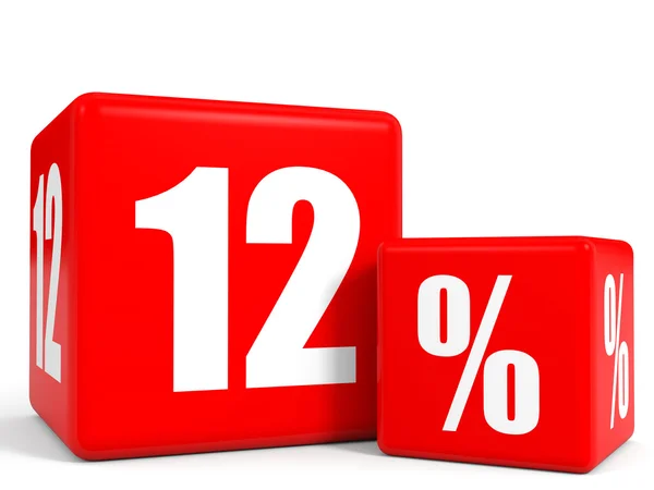Червоні кубики продажу. 12 відсотків знижки . — стокове фото