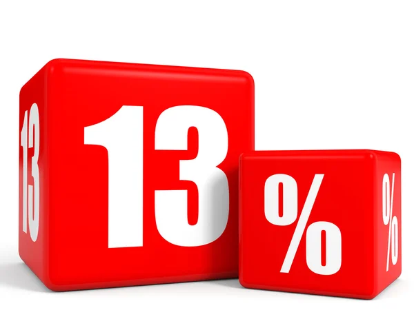 Red sale cubes. Thirteen percent discount. — Stock Photo, Image