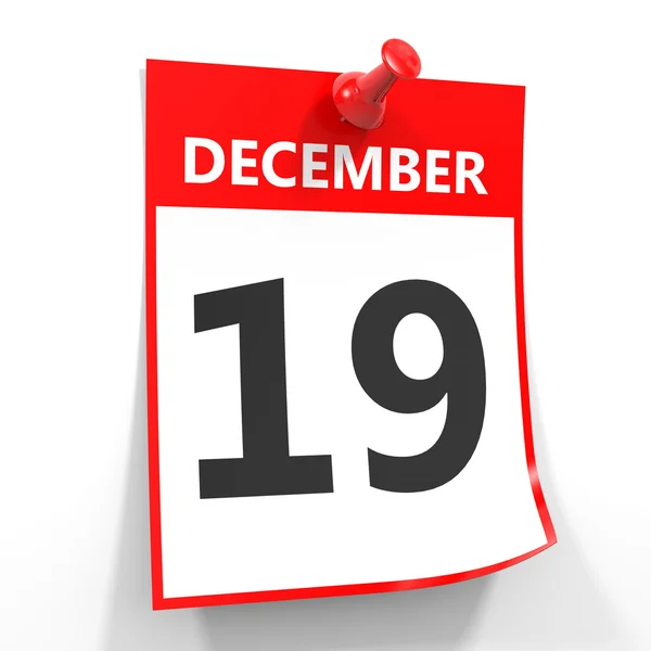 19 Δεκεμβρίου φύλλο ημερολογίου με την κόκκινη καρφίτσα. — Φωτογραφία Αρχείου