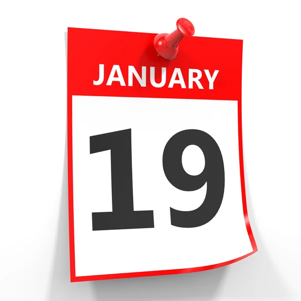 19 januari kalender blad met rode pin. — Stockfoto