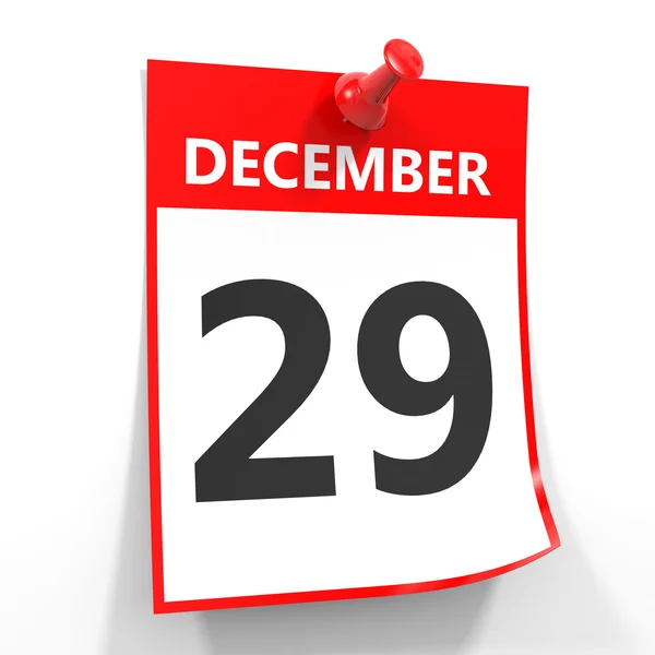 29 december naptár lap piros PIN-kóddal. — Stock Fotó