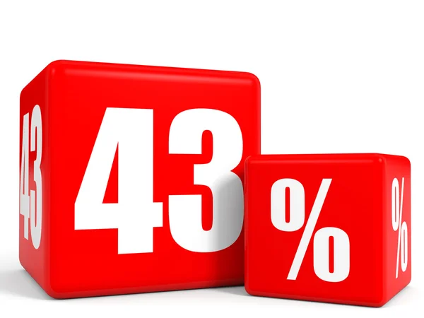 Red sale cubes. Forty three percent discount. — Stock Photo, Image