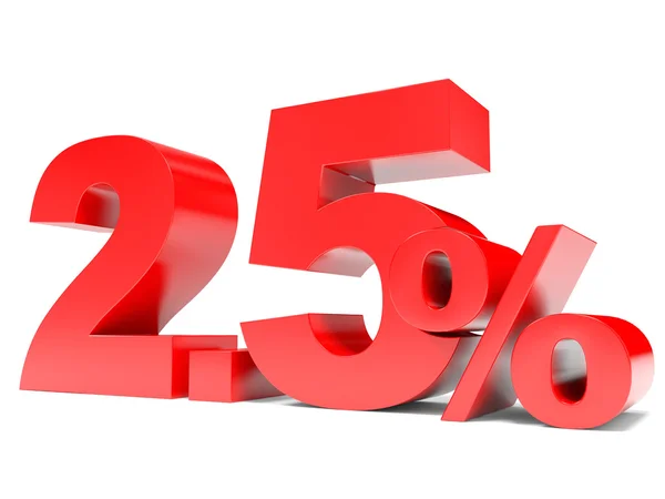 Piros twopoint öt százalék kedvezményt. 2,5 százalékos kedvezmény. — Stock Fotó