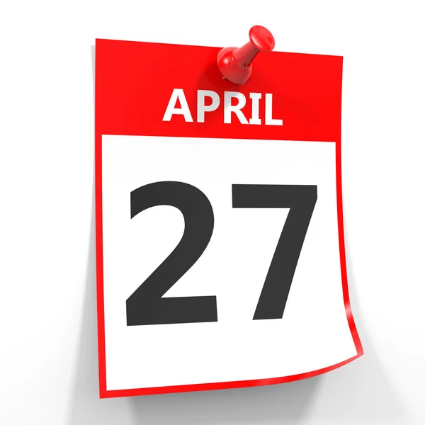 27 april calendar sheet with red pin. — Stock Photo, Image