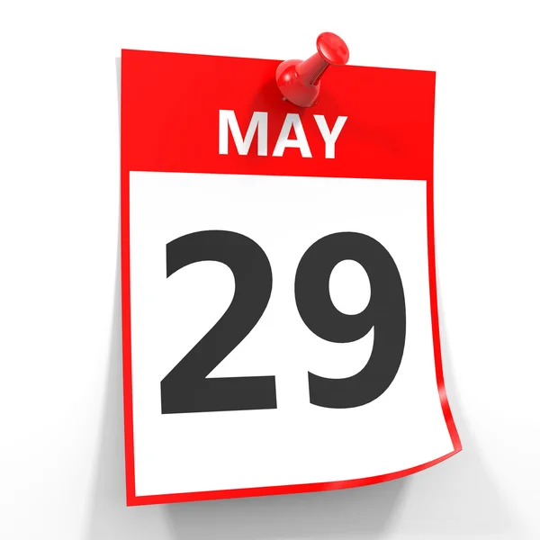 29 may calendar sheet with red pin. — Stock Photo, Image