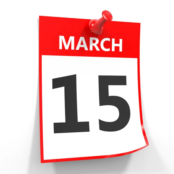 15. März Kalenderblatt mit roter Nadel. — Stockfoto