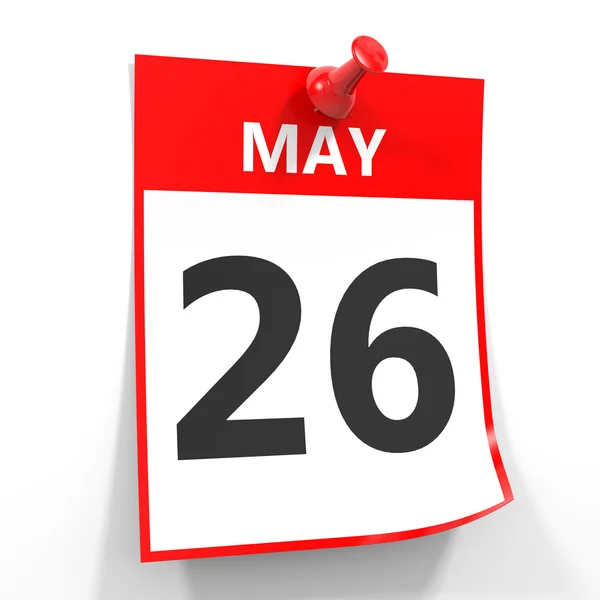 26 may calendar sheet with red pin. — Stock Photo, Image