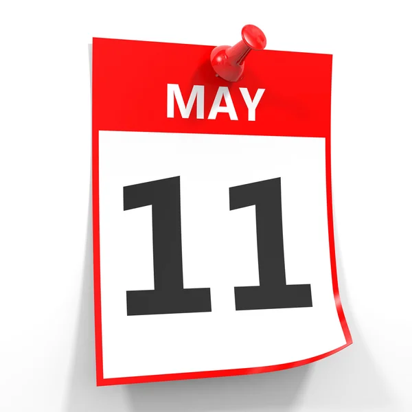 11 мая календарный лист с красной булавкой . — стоковое фото