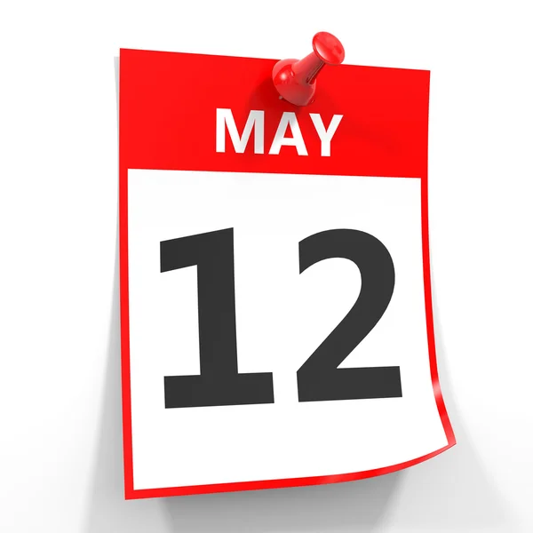 12 мая календарный лист с красной булавкой . — стоковое фото