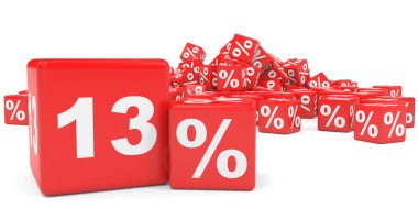 Kırmızı satış küp. On üç yüzde indirim.