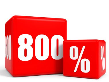 Kırmızı satış küp. Sekiz yüz yüzde indirim.