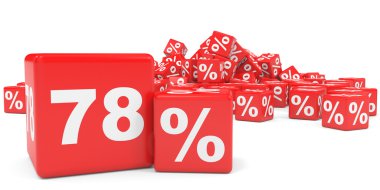 Kırmızı satış küp. Yüzde yetmiş sekiz indirim.