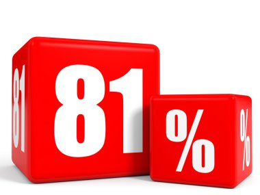 Kırmızı satış küp. Yüzde seksen bir indirim.