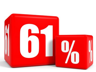 Kırmızı satış küp. Yüzde altmış bir indirim.